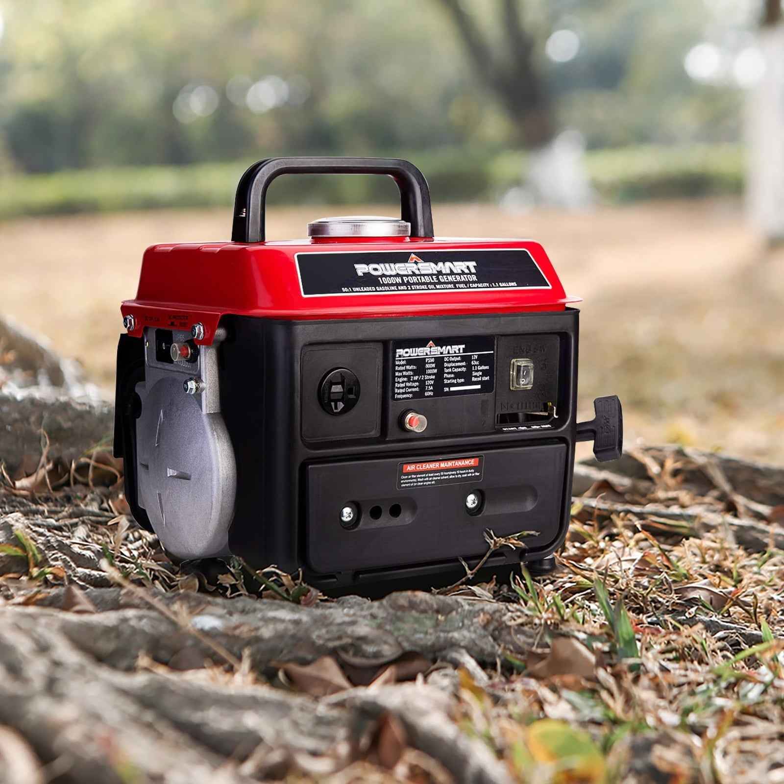 PowerSmart 1200W Gas Fuel Generator Portable for Camping Outdoor, Low Noise with AC Outlet