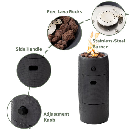 COSIEST 15,000 BTU 11-inch Round Outdoor Propane Fire Pit Table,Free Lava Rocks