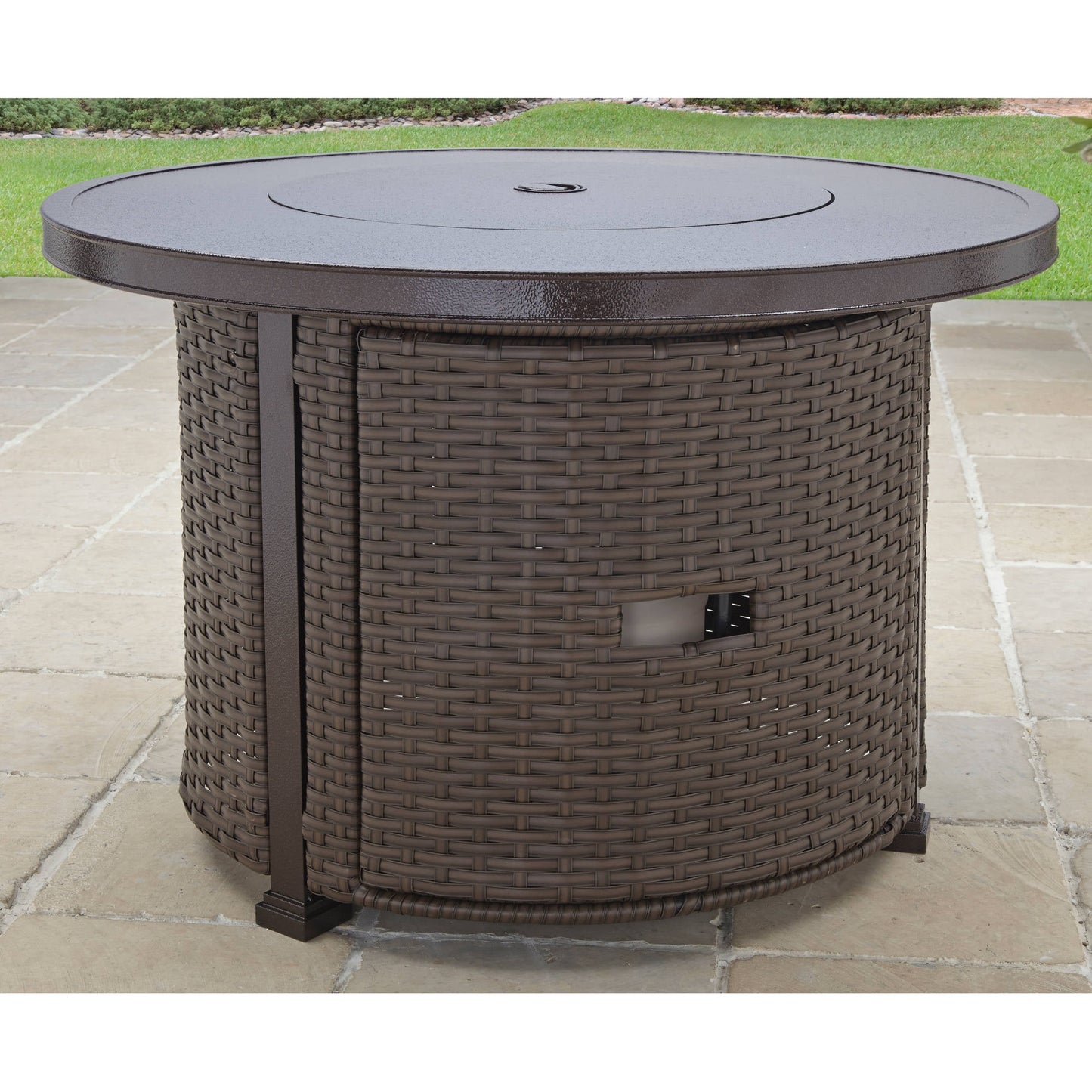 Better Homes & Gardens Colebrooke 37" Round 50,000 BTU Propane Gas Fire Pit Table with Glass Beads, Metal Lid and Protective Cover