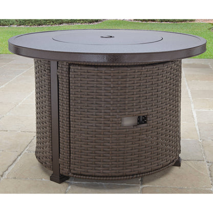 Better Homes & Gardens Colebrooke 37" Round 50,000 BTU Propane Gas Fire Pit Table with Glass Beads, Metal Lid and Protective Cover