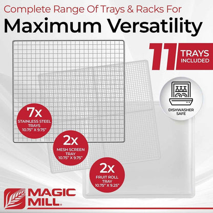 Magic Mill Pro Food Dehydrator Machine with Timer, Temperature Control, 7 Stainless Steel Trays