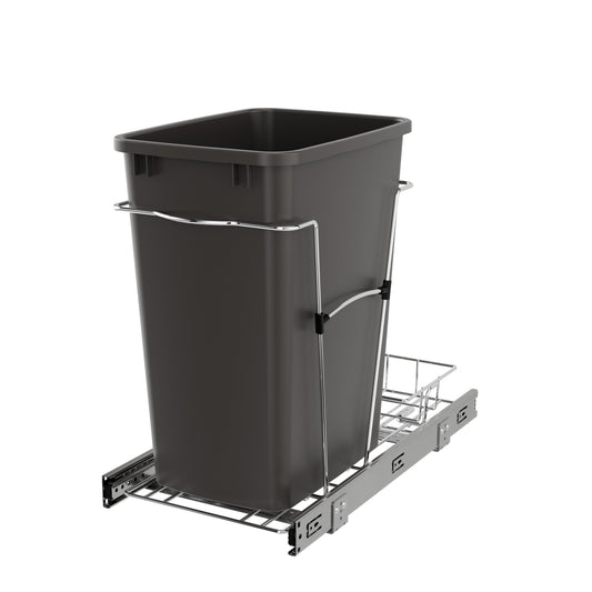 Rev-A-Shelf Pullout Trash Can 35 qt. for Kitchen Cabinets, Gray, RV-12KD-13C-S