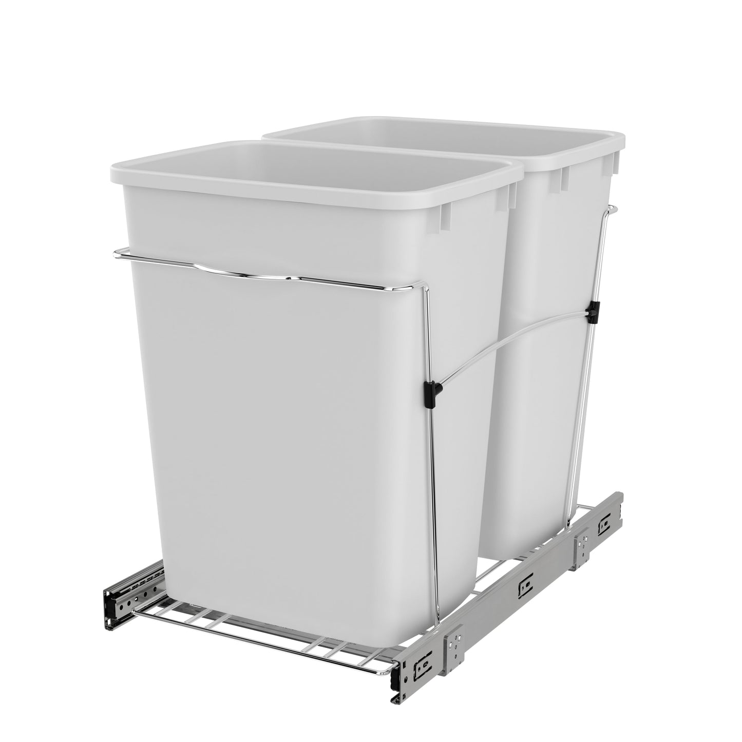 Rev-A-Shelf Double Pullout Trash Can 35 qt. for Kitchen, White, RV-18KD-11C S