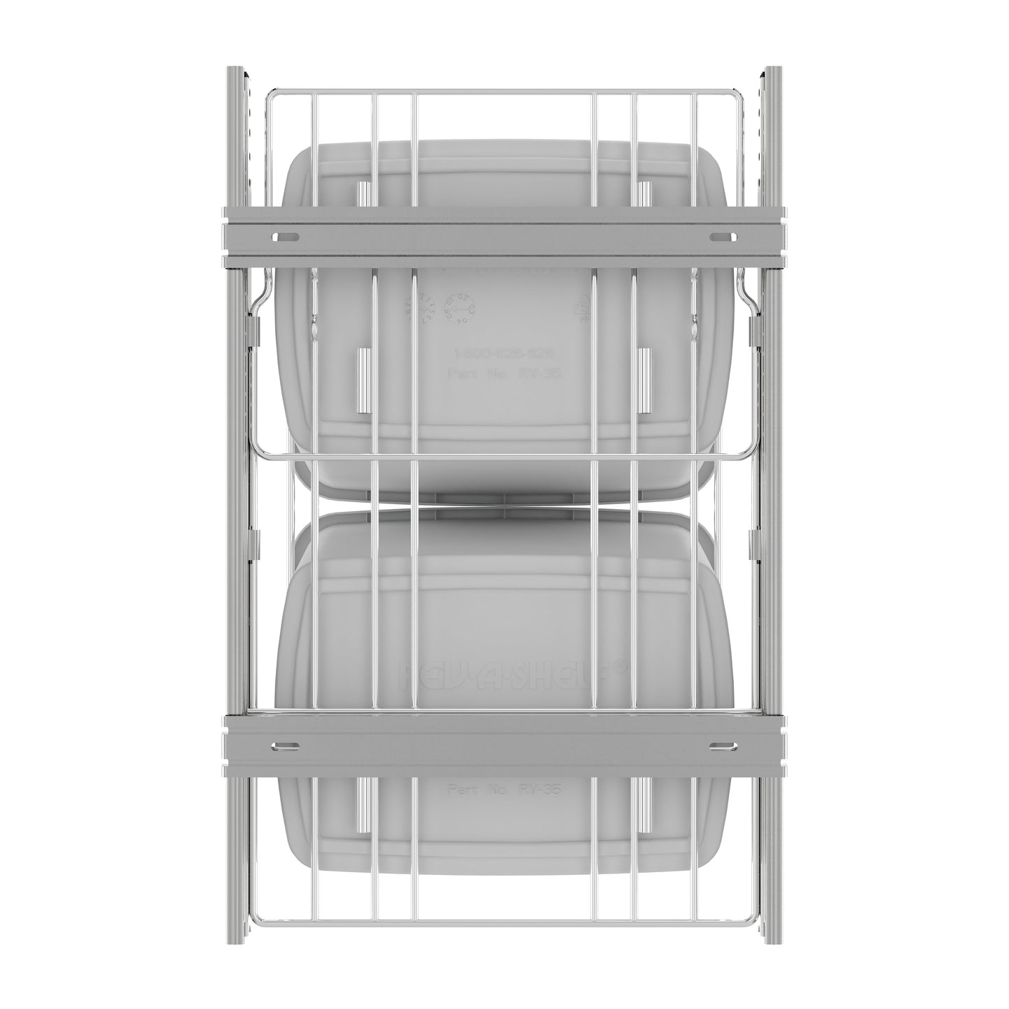 Rev-A-Shelf Double Pullout Trash Can 35 qt. for Kitchen, White, RV-18KD-11C S