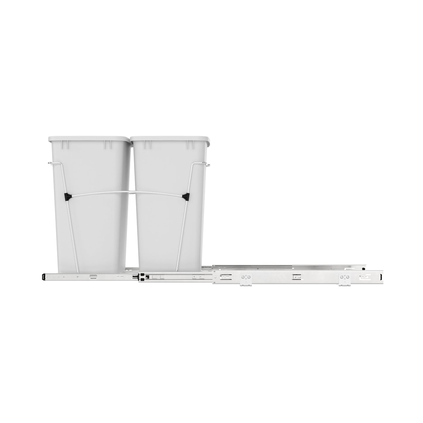 Rev-A-Shelf Double Pullout Trash Can 35 qt. for Kitchen, White, RV-18KD-11C S