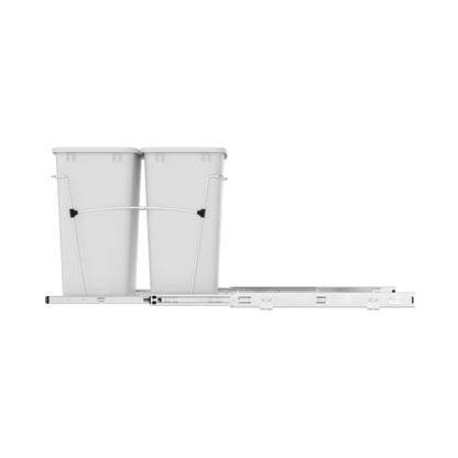 Rev-A-Shelf Double Pullout Trash Can 35 qt. for Kitchen, White, RV-18KD-11C S