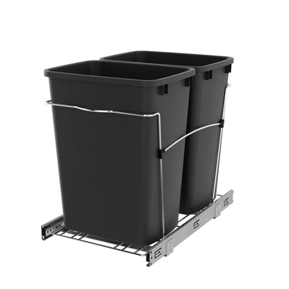 Rev-A-Shelf Double Pullout Trash Can 35 qt. for Kitchen, Black, RV-18KD-18C S