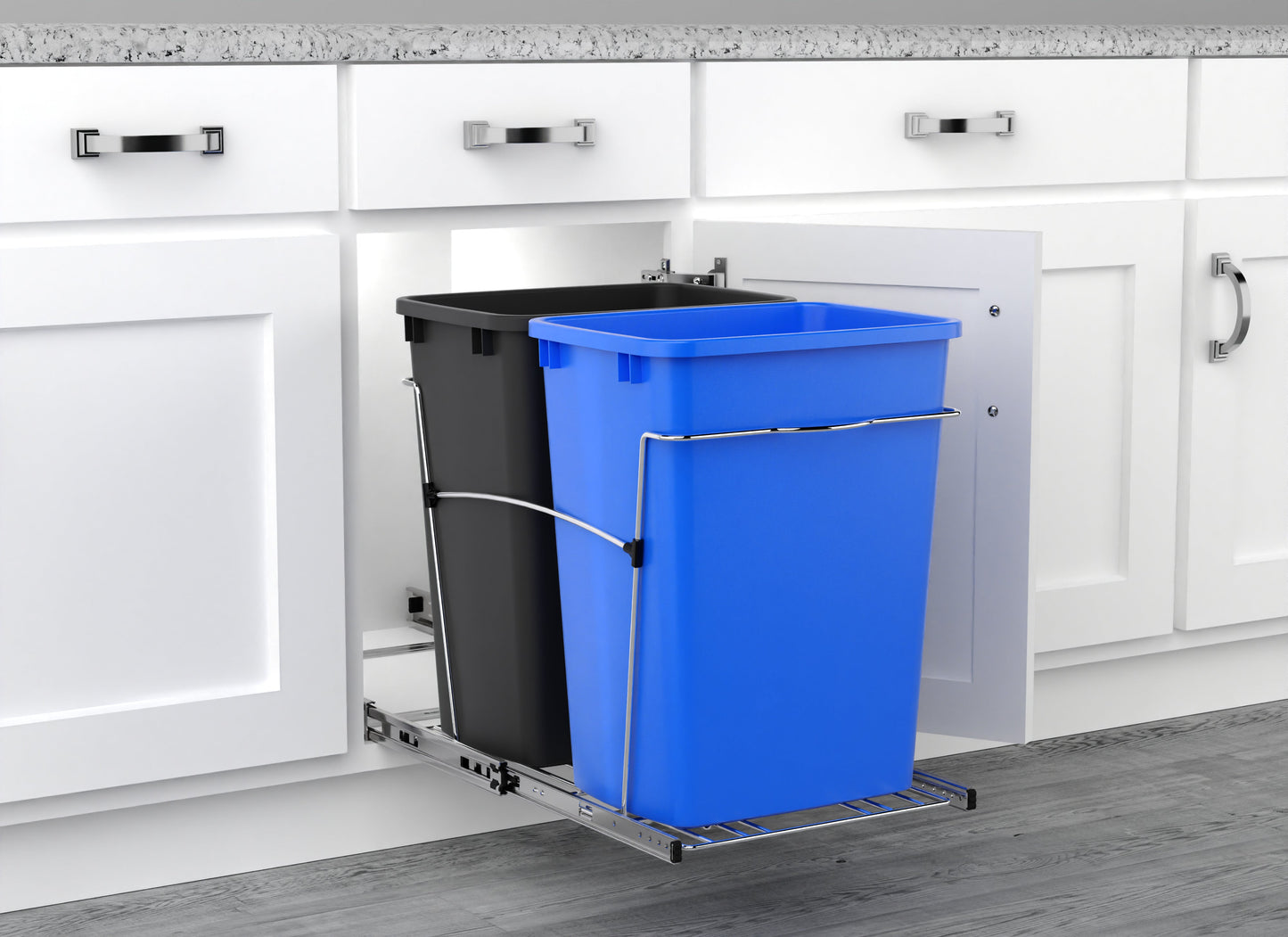 Rev-A-Shelf Double Pullout Trash Can 35 qt. for Kitchen, RV-18KD-2218C-S