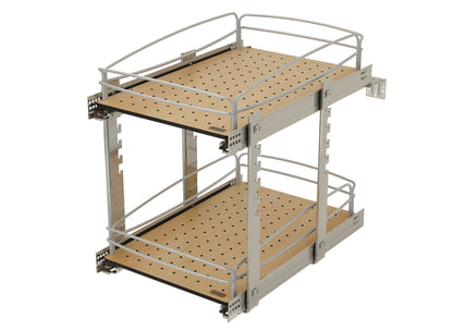 Rev-A-Shelf Two-Tier Solid Bottom Pullout Base Cabinet Organizer, 54BK-15SC-2-1