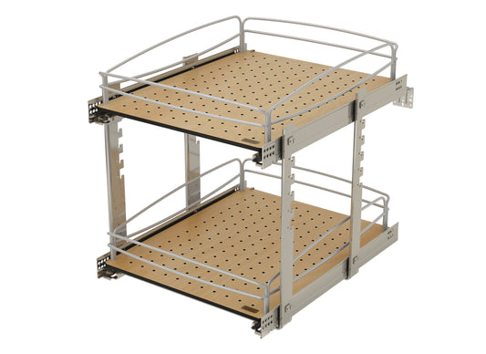 Rev-A-Shelf Two-Tier Solid Bottom Pullout Base Cabinet Organizer, 54BK-18SC-2-1