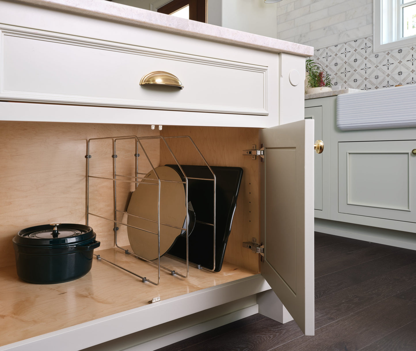 Rev-A-Shelf 18" Kitchen Cabinet Baking Sheet Organizer, Chrome, 597-18CR-2-1