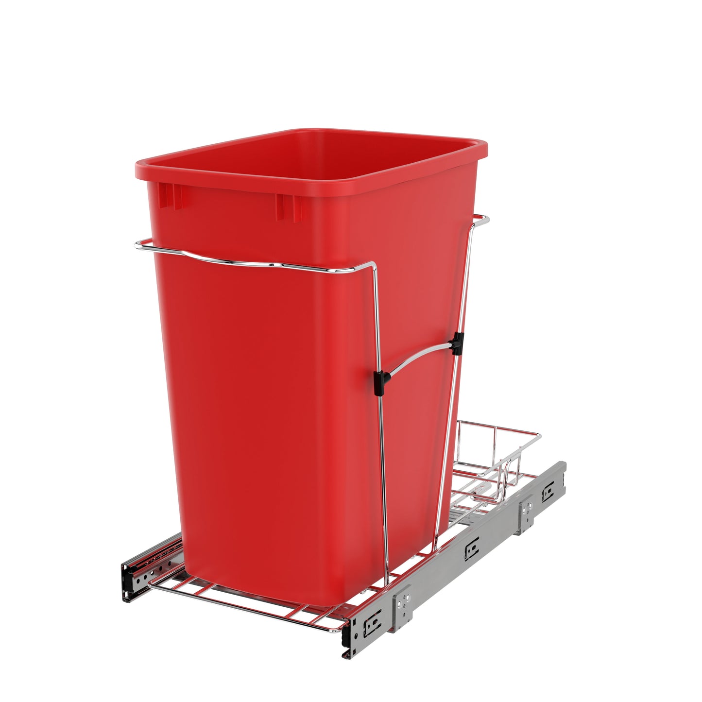 Rev-A-Shelf Pullout Trash Can 35 qt. for Kitchen Cabinets, Red, RV-12KD-16C-S