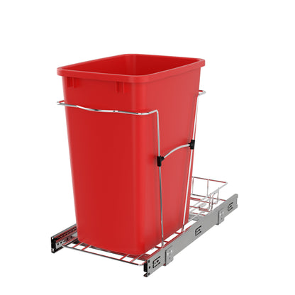 Rev-A-Shelf Pullout Trash Can 35 qt. for Kitchen Cabinets, Red, RV-12KD-16C-S