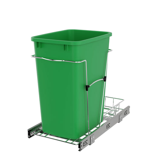 Rev-A-Shelf Pullout Trash Can 35 qt. for Kitchen Cabinets, Green, RV-12KD-19C-S