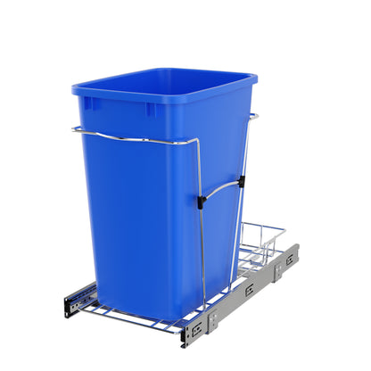 Rev-A-Shelf Pullout Trash Can 35 qt. for Kitchen Cabinets, Blue, RV-12KD-22C-S