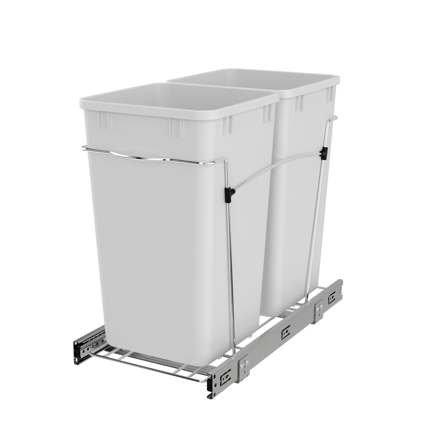 Rev-A-Shelf Double Pullout Trash Cans 27 qt. for Kitchen, White, RV-15KD-11C S