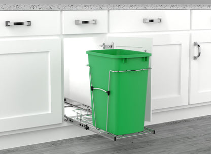 Rev-A-Shelf Pullout Trash Can 35 qt. for Kitchen Cabinets, Green, RV-12KD-19C-S
