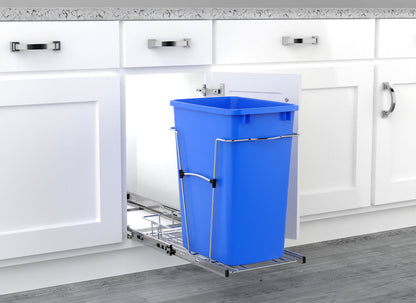 Rev-A-Shelf Pullout Trash Can 35 qt. for Kitchen Cabinets, Blue, RV-12KD-22C-S