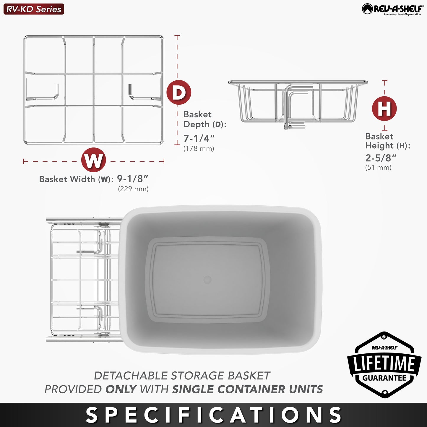 Rev-A-Shelf Double Pullout Trash Can 35 qt. for Kitchen, Gray, RV-18KD-13C-S