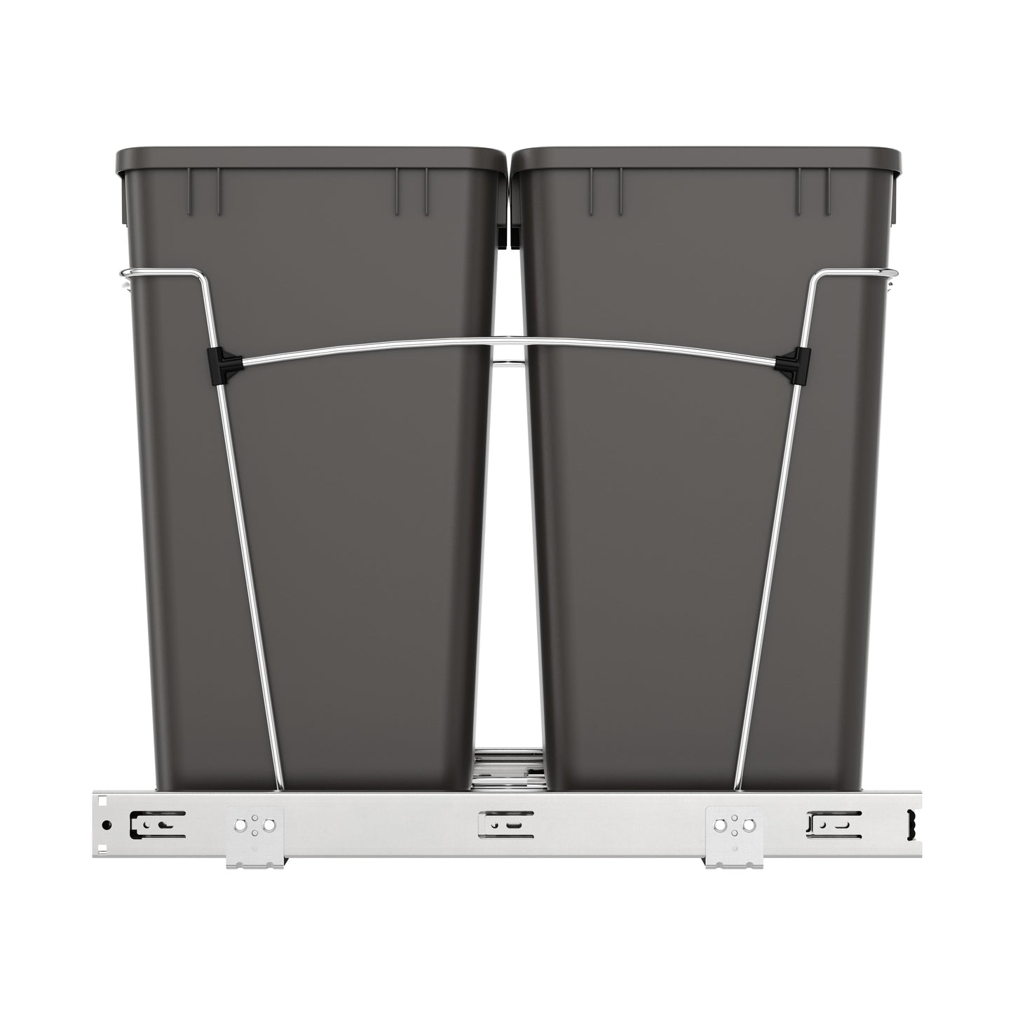 Rev-A-Shelf Double Pullout Trash Can 27 qt. for Kitchen, Gray, RV-15KD-13C-S