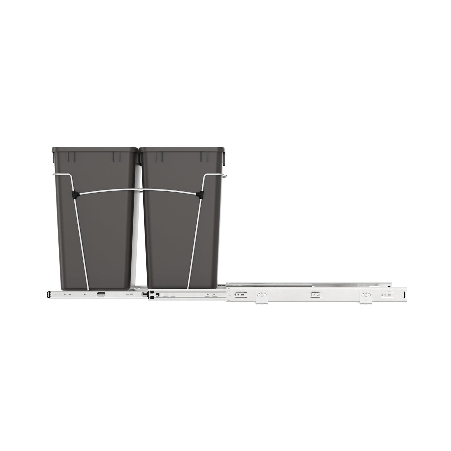 Rev-A-Shelf Double Pullout Trash Can 27 qt. for Kitchen, Gray, RV-15KD-13C-S