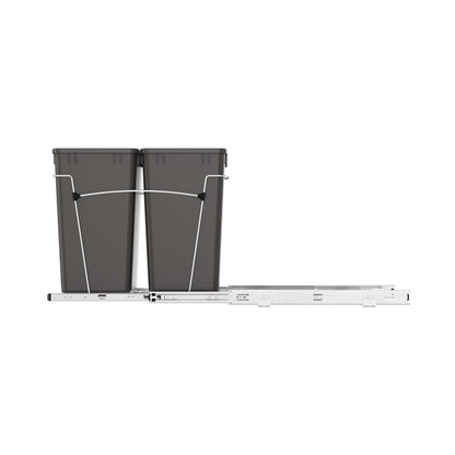 Rev-A-Shelf Double Pullout Trash Can 27 qt. for Kitchen, Gray, RV-15KD-13C-S