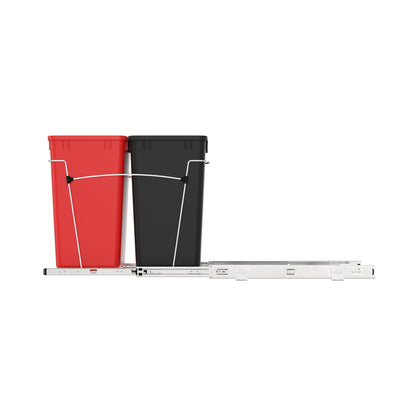 Rev-A-Shelf Double Pullout Trash Can 27 qt. for Kitchen, RedBlk, RV-15KD-1618C-S