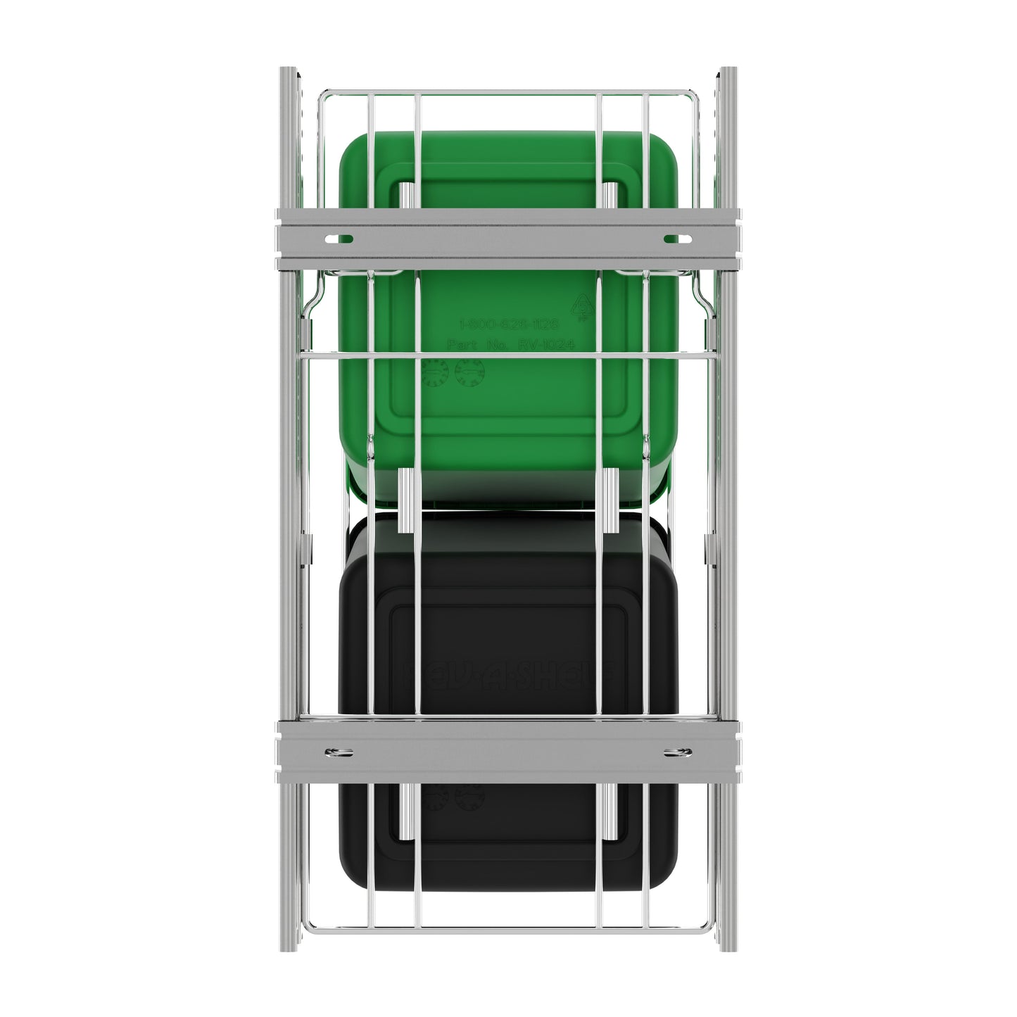 Rev-A-Shelf Double Pullout Trash Can 27 qt. for Kitchen, Green, RV-15KD-1918C-S