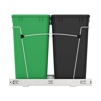 Rev-A-Shelf Double Pullout Trash Can 27 qt. for Kitchen, Green, RV-15KD-1918C-S