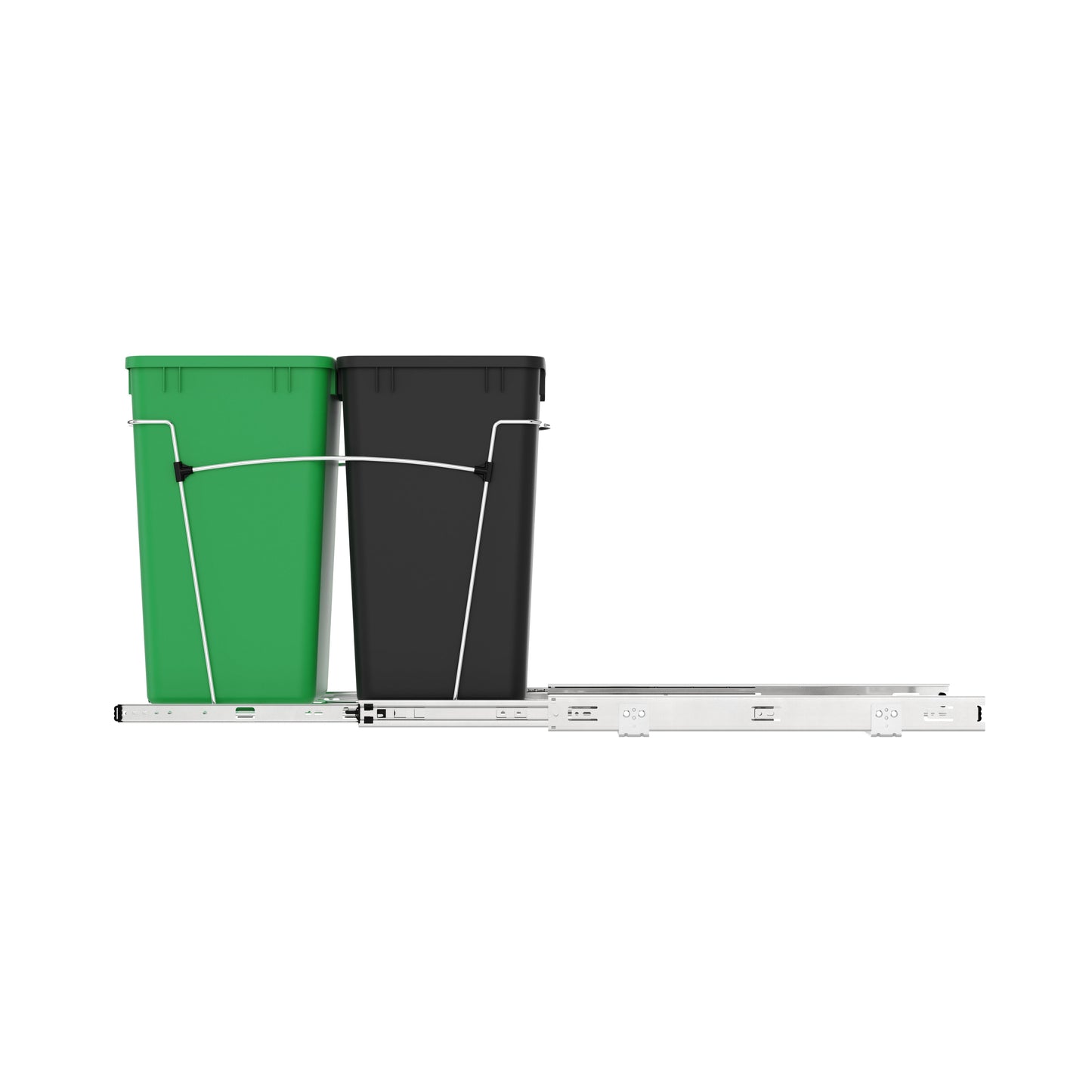 Rev-A-Shelf Double Pullout Trash Can 27 qt. for Kitchen, Green, RV-15KD-1918C-S