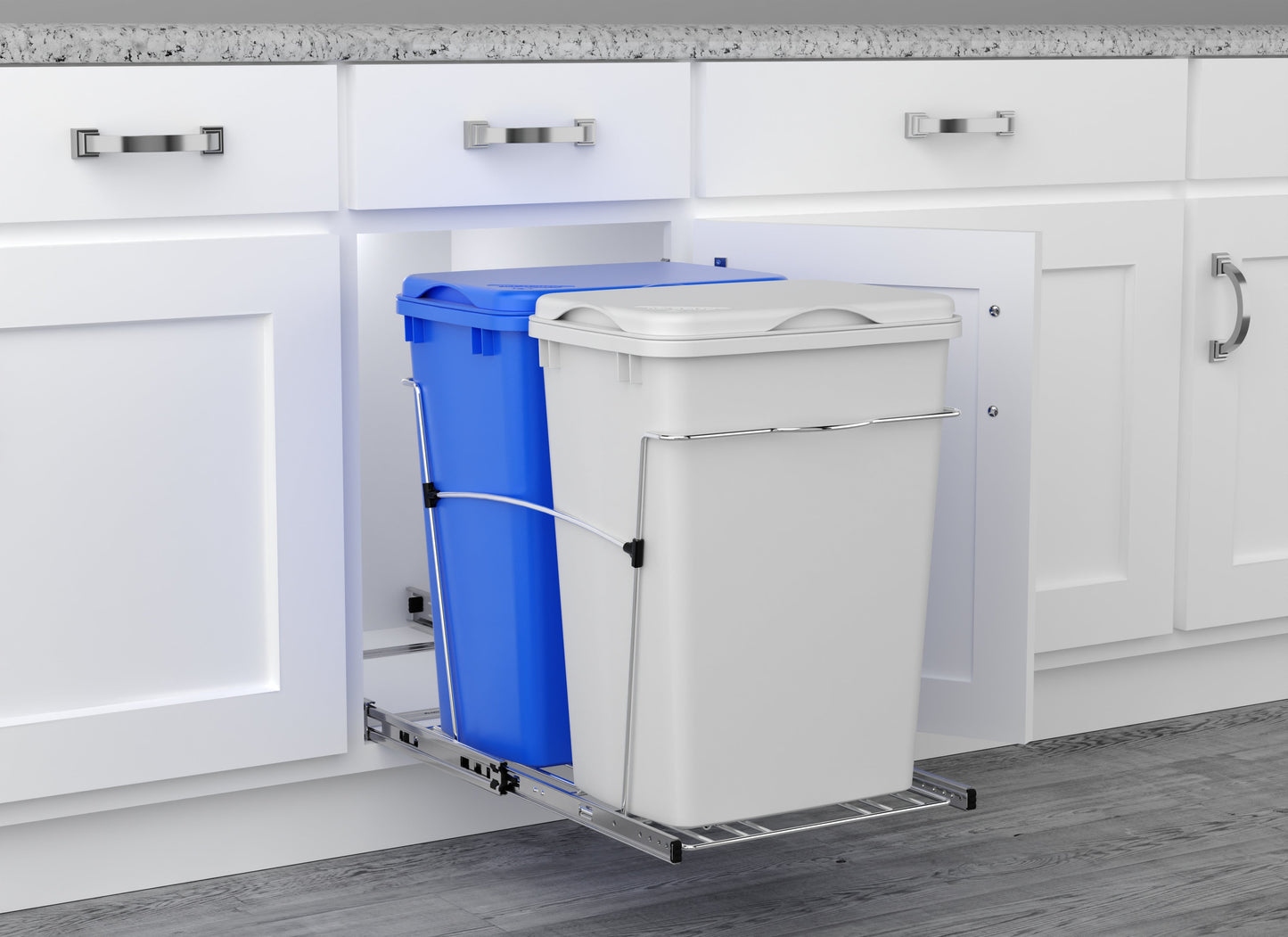 Rev-A-Shelf Double Pullout Trash Can 35 qt. for Kitchen, RV-18KD-11RC-S