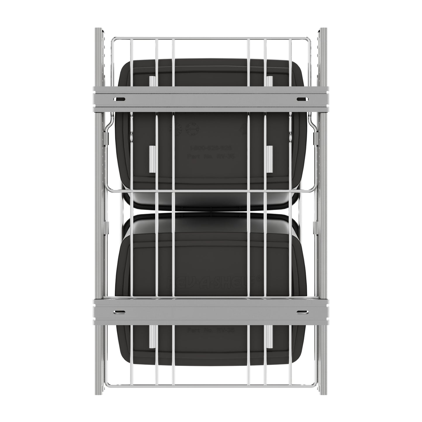 Rev-A-Shelf Double Pullout Trash Can 35 qt. for Kitchen, Gray, RV-18KD-13C-S