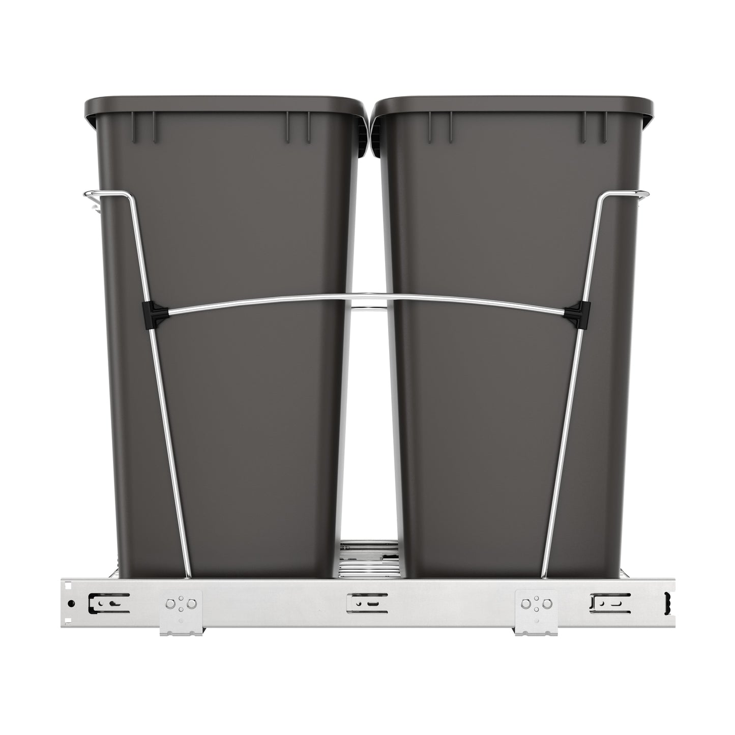 Rev-A-Shelf Double Pullout Trash Can 35 qt. for Kitchen, Gray, RV-18KD-13C-S