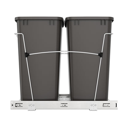 Rev-A-Shelf Double Pullout Trash Can 35 qt. for Kitchen, Gray, RV-18KD-13C-S