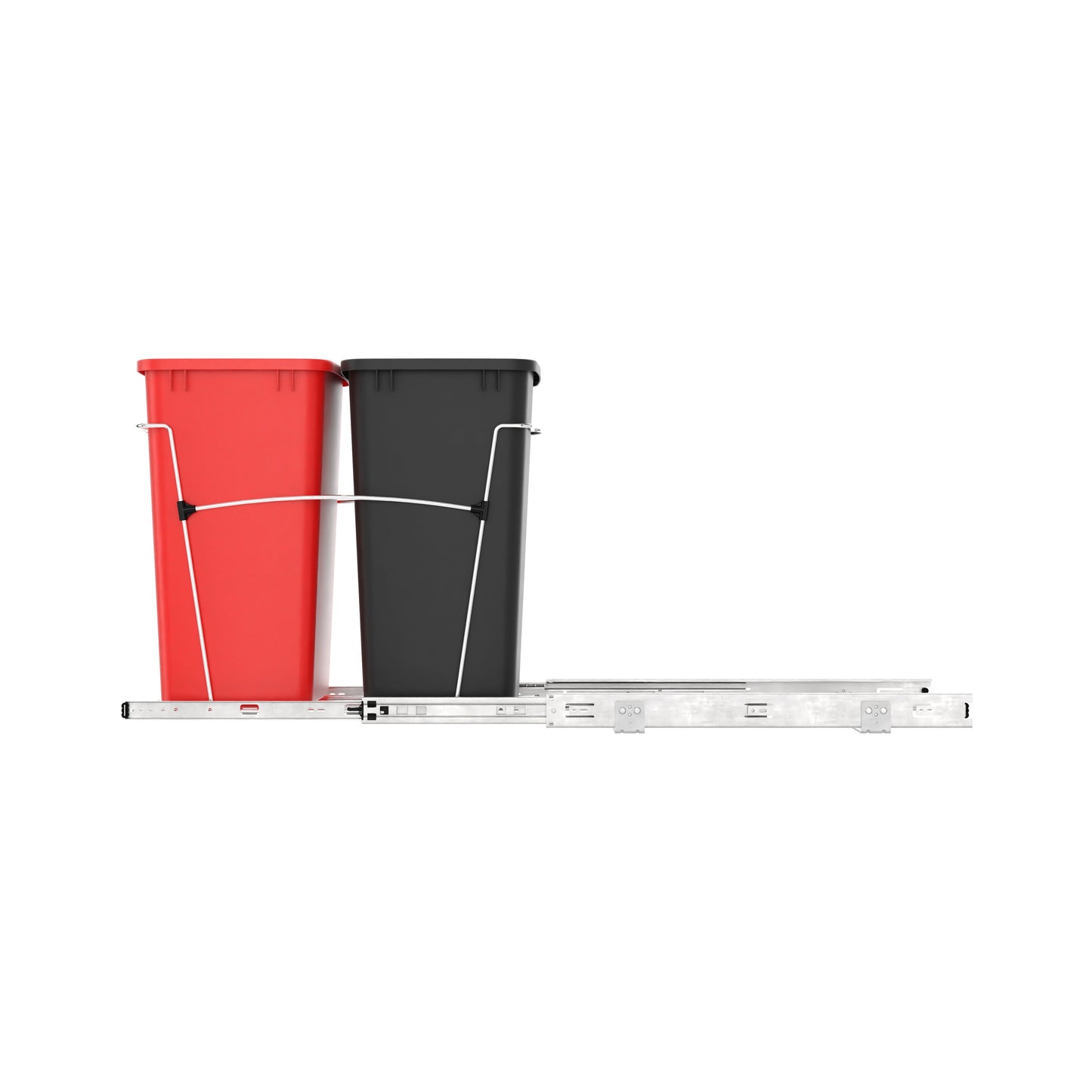 Rev-A-Shelf Double Pullout Trash Can 35 qt. for Kitchen, Red, RV-18KD-1618C-S