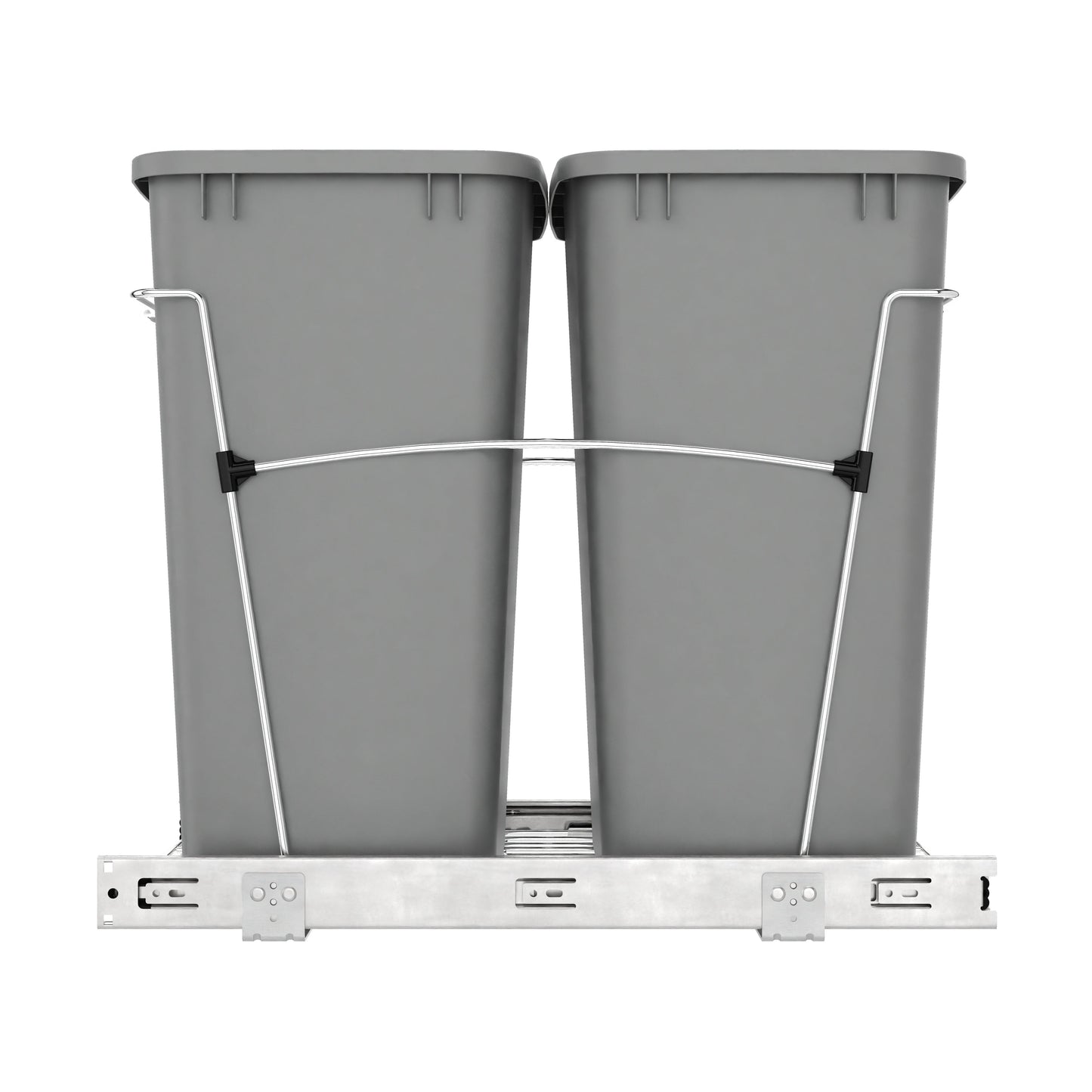 Rev-A-Shelf Double Pullout Trash Can 35 qt. for Kitchen, Silver, RV-18KD-17C S