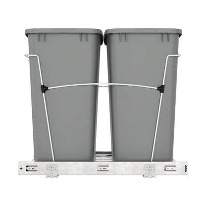 Rev-A-Shelf Double Pullout Trash Can 35 qt. for Kitchen, Silver, RV-18KD-17C S