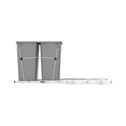 Rev-A-Shelf Double Pullout Trash Can 35 qt. for Kitchen, Silver, RV-18KD-17C S