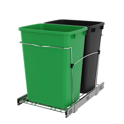 Rev-A-Shelf Double Pullout Trash Can 35 qt. for Kitchen, RV-18KD-1918C-S