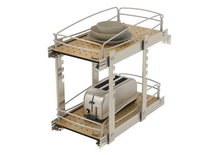 Rev-A-Shelf Two-Tier Solid Bottom Pullout Base Cabinet Organizer, 54BK-12SC-2-1