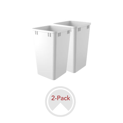 Rev-A-Shelf Polymer Replacement 27 qt. Trash Bin, White, 2 Pack, RV-1024-11-2