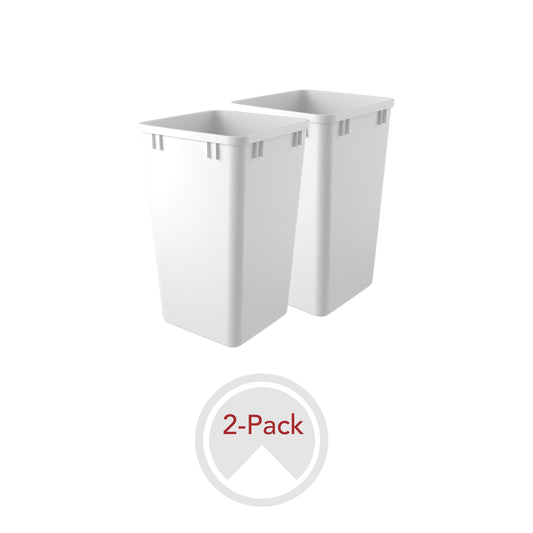 Rev-A-Shelf Polymer Replacement 27 qt. Trash Bin, White, 2 Pack, RV-1024-11-2