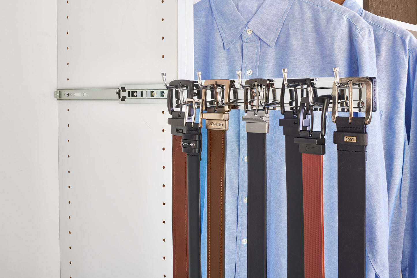 Rev-A-Shelf 14" Pullout Belt Rack Closet Storage Organizer, Chrome, BRC-14CR
