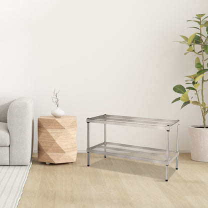 Design Ideas MeshWorks 2 Tier Full-Size Metal Storage Shelving Unit Rack, Silver