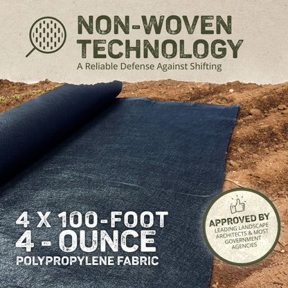 DeWitt Non Woven 4Oz Filter Fabric Patio or Sidewalk Protection Cover, 4' x 100'
