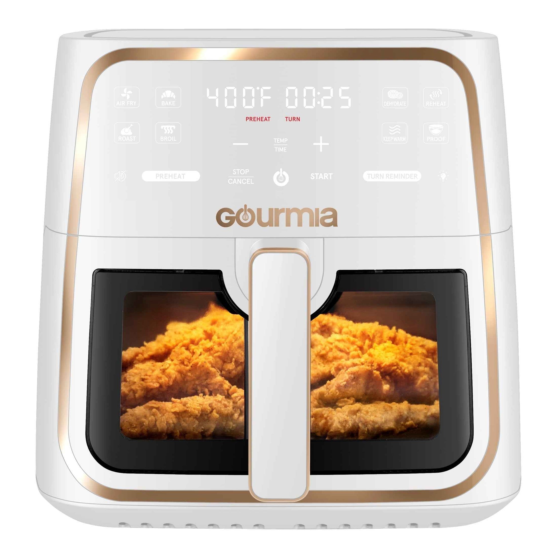 Gourmia 8-Quart Digital Window Air Fryer, with 8 One-Touch Functions, White