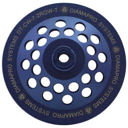 DiamaPro Systems Threaded 7 Inch Double Row Concrete Grinding Cup Wheel Tool