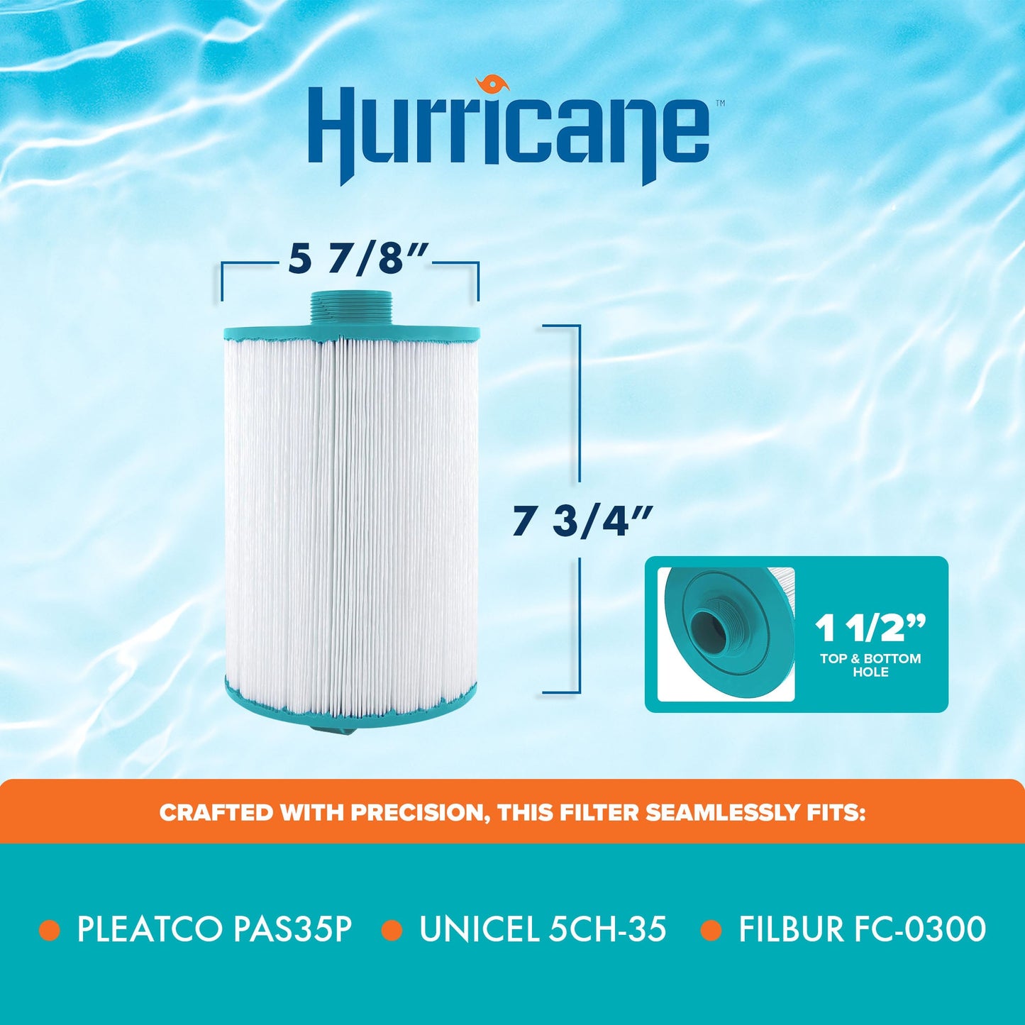 Hurricane 4 Pack HF5H35-01 Advanced Pool and Spa Filter Cartridge Replacement