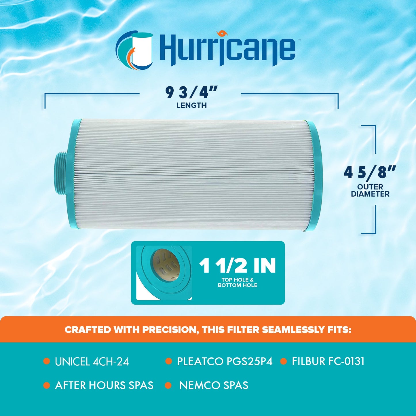 Hurricane 2 Pack Replacement Spa Filter Cartridge for PGS25P4 & 4CH-24, White