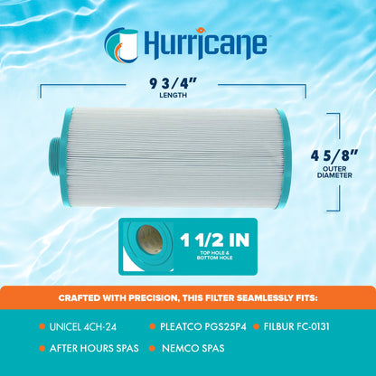Hurricane 2 Pack Replacement Spa Filter Cartridge for PGS25P4 & 4CH-24, White